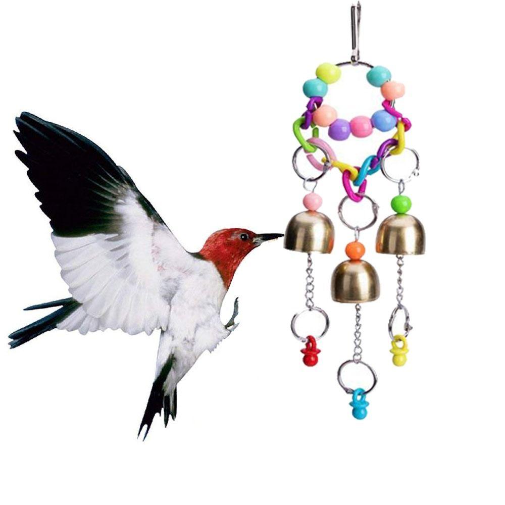 

Relieve Boredom with Bell Round Ring Bird Chew Toys Bird Cage Toy Parrot Stand Hanging Bird Toy