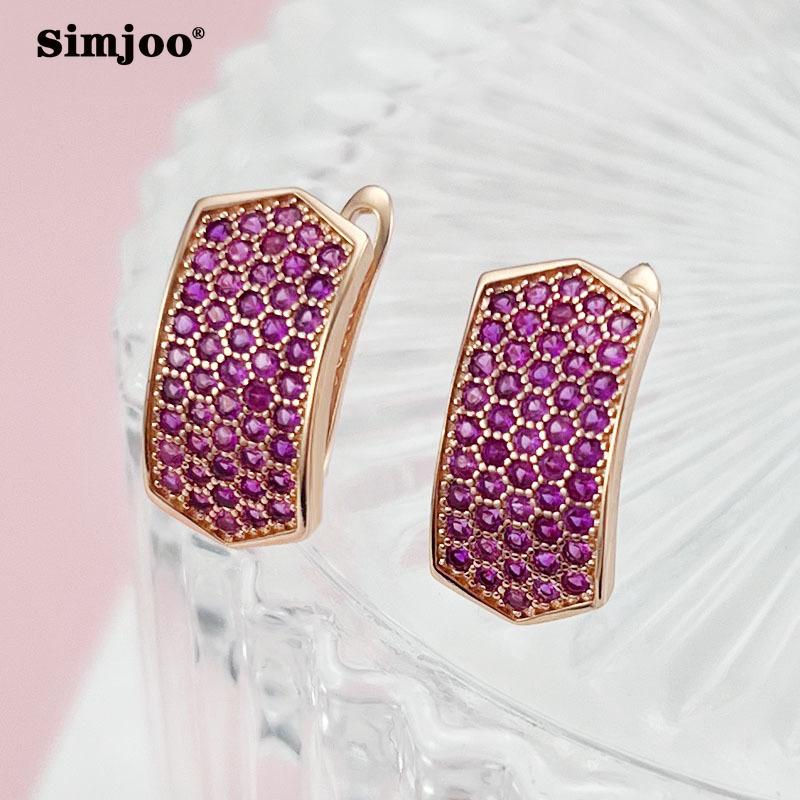 

Серьги SIMJOO Модные серьги с розово-красным цирконием для женщин