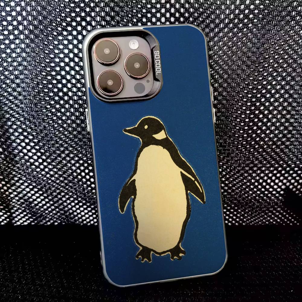 Game Club Penguin Phone Case For iPhone 16,15,14,13,12,11,8,7,Pro,Max,Plus,Mini,XS,SE Anti Fall Black Matte Hard