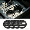 4 Pack Car Cup Holder Coaster, 2.75" American Flag Car Cup Coaster, Silicone Non-Slip Waterproof Drink Mat Black and White Universal for Most Cars