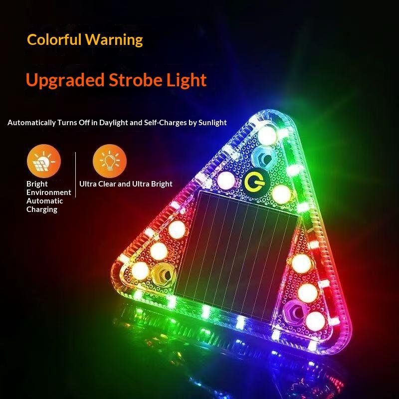 Led Solar Warning Light Anti Collision Truck Tail Flashing Light Touch Switch Wireless Strobe Triangle Lamp Tail Light