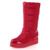 White Women's Winter Snow Boots 2024 Black Red Warm Fur Plush Mid-calf Boot Wedge Low Heels Fashion Long Shoes Girls Waterproof