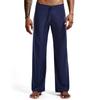 Pantaloni Pigiama Larghi Dritti da Uomo in Seta di Ghiaccio con Coulisse - Colore Unito, Taglie Forti, Abbigliamento Yoga