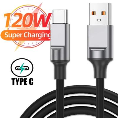 120W USB Type C Cable Fast Charging Thicken Liquid Silicone USB C Data Cord for Huawei P50 P40 P30 Xiaomi 14 Redmi 13 POCO X6