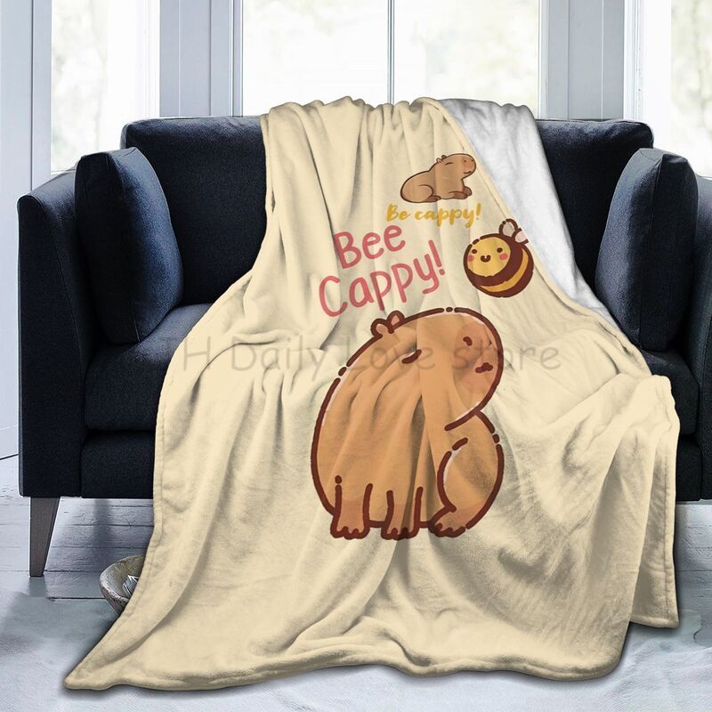 Cute Capybara Be Cappy Throw Blanket Ultra Soft Cozy Fleece Blankets Flannel Portable Lightweight Blanket for Bed Sofa Couch