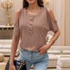 2025 Spring and Summer New Foreign Trade Women's Clothing, European and American Tops, Solid Color Off-the-shoulder Fashion  T-shirts for Women