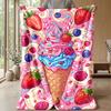 Strawberry Garden Pattern Theme Blanket Lightweight Warm Flannel Blanket Decorative Throw Blanket for Home Decoration
