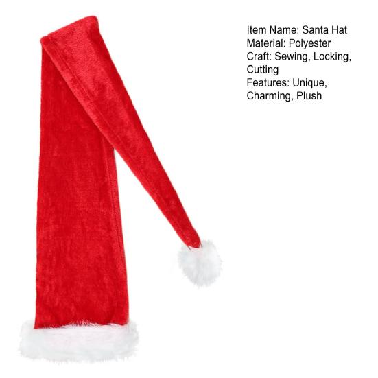 Yousheng Long Santa Hats for Adult Children Unisex Plush Christmas Hat with Fluffy White Fur Trim for Winter Christmas New Year Party