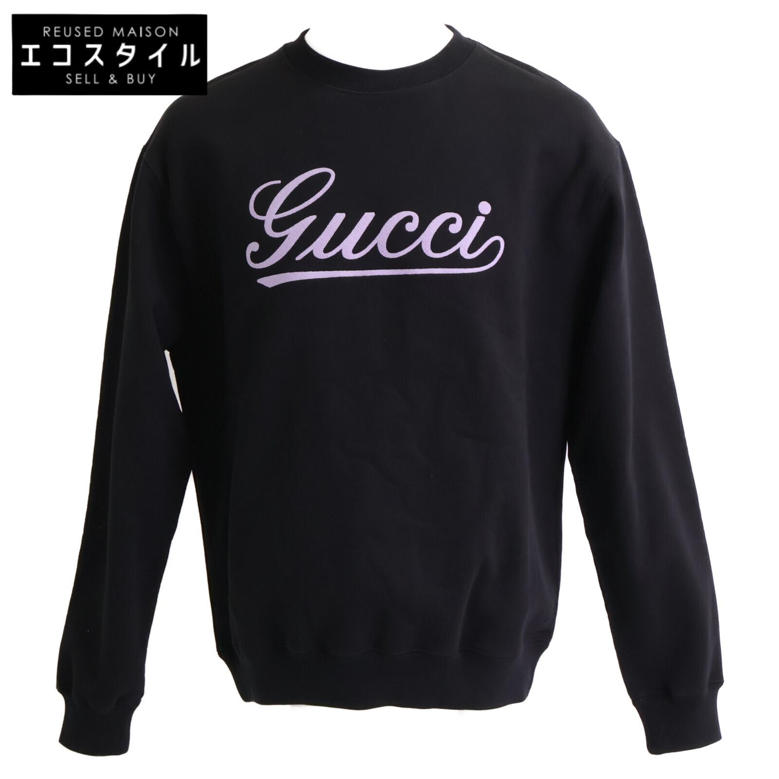 

GUCCI [/Domestic Regular] 784413 Embroidered Logo Cotton Sweatshirt/ tops S blackUsed