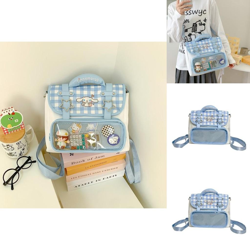 Cinnamoroll School Bag Blue Cartoon And Geometric Pattern For Daily Commuting
