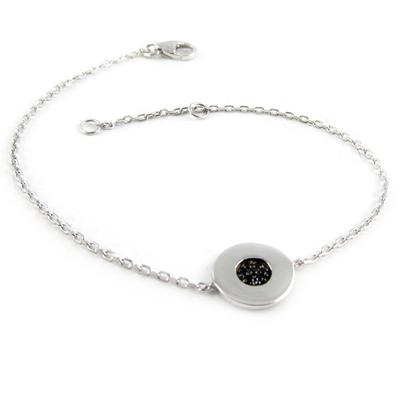 [L0464] - Silberarmband 'Scarlett' schwarz weiß