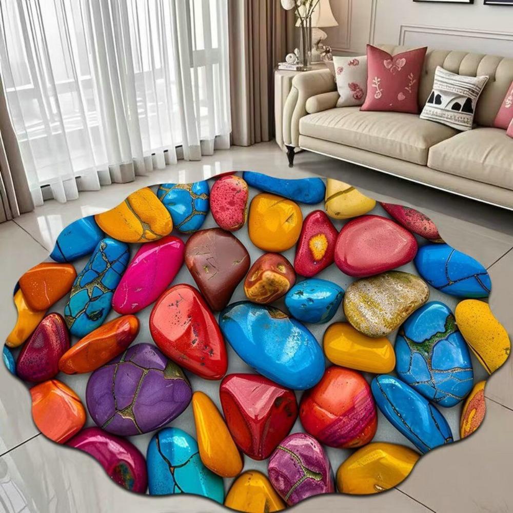 

Nordic Abstract Cobblestone Carpet Wavy Non-slip Bathroom Floor Mat Abrasion-resistant Chinese-style Door Rug Home Decor