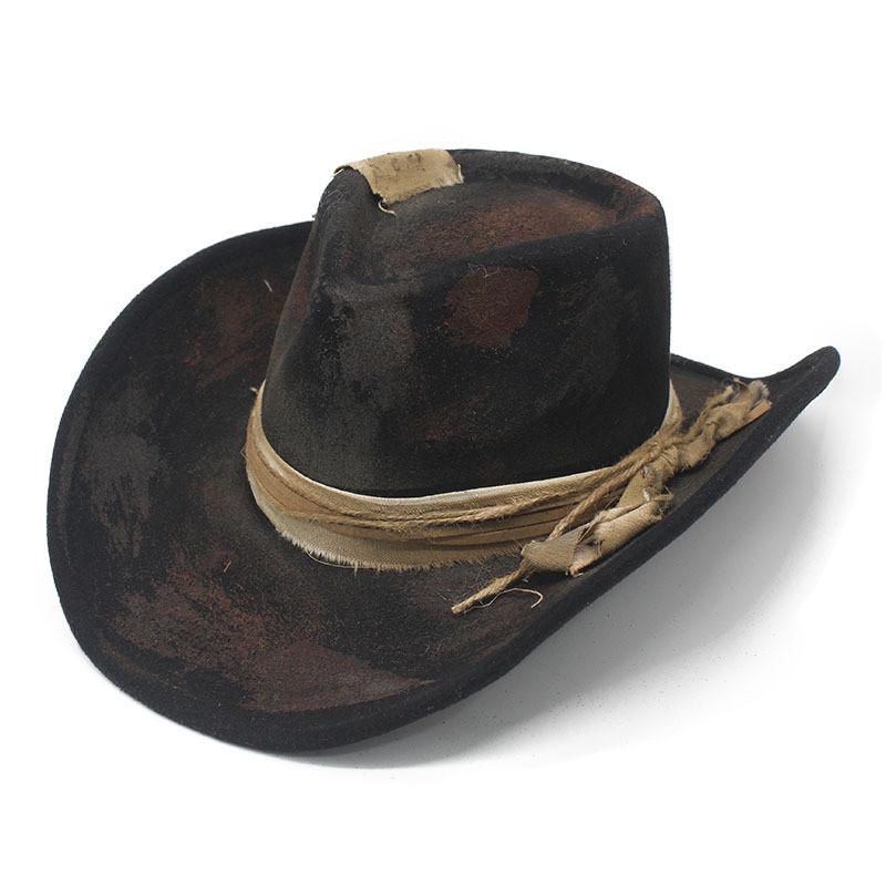 Vintage Western Cowboy Hat With Wide Brim For Sun Protection And Breathability