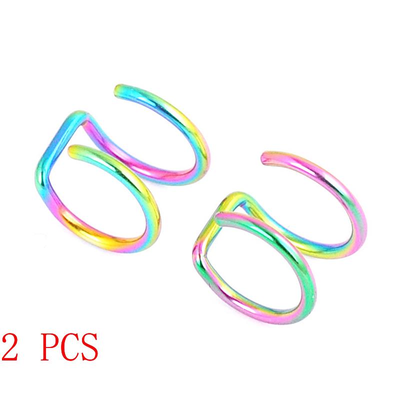 2 PCS New Punk Rock Ear Clip Cuff Wrap Earrings No Piercing-Clip Hollow Out U Pattern Statement Fashion Jewelry Gifts