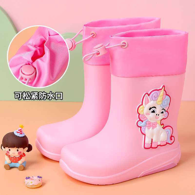 Kindergarten baby water shoes non-slip waterproof boots primary school students environmental protection rain shoes cotton cover removable boys and g