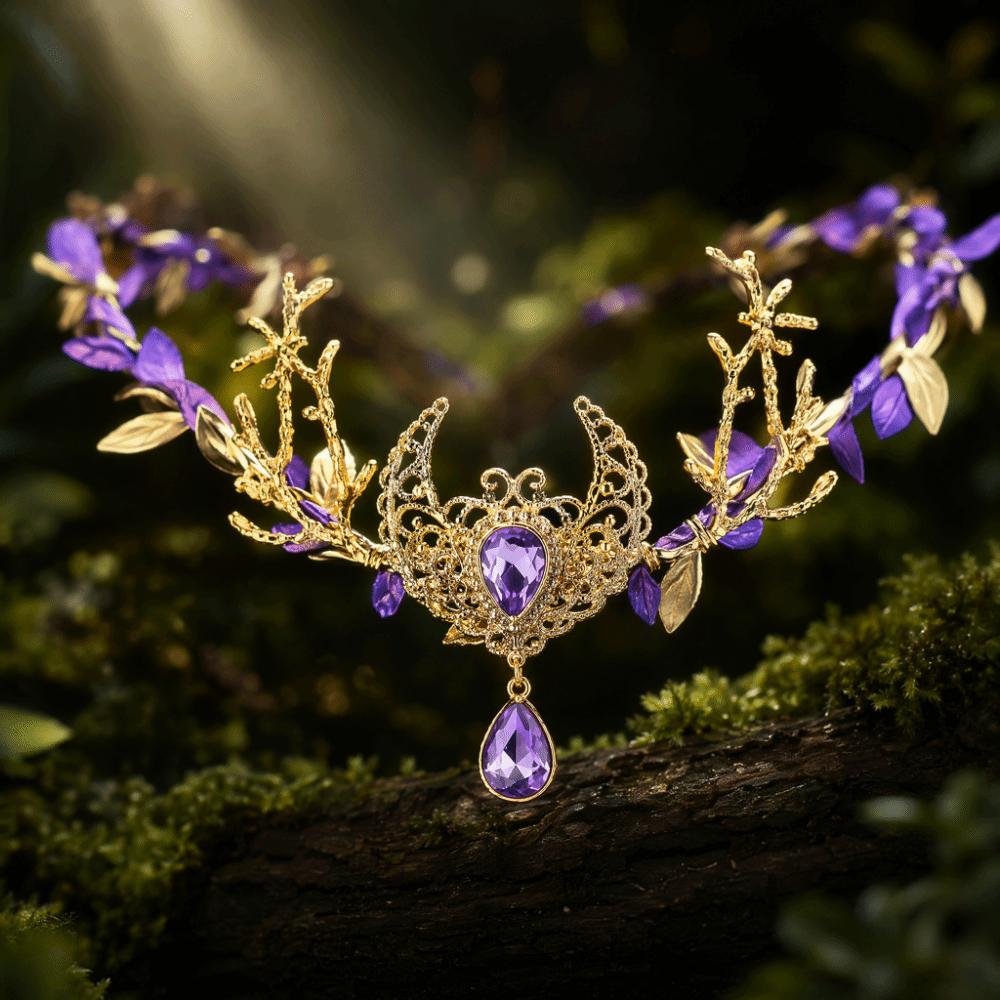 Twig Branch Design Elven Crown Rhinestone Decorated Fairy Headpiece Elf Tiara Festival Wear