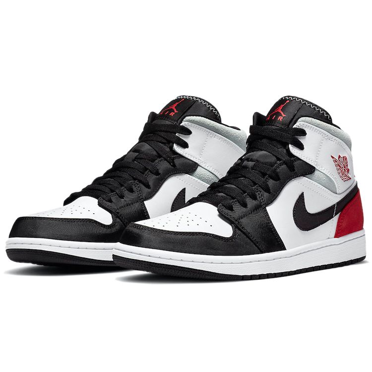 Air Jordan 1 Mid SE Red Black Toe Men Sneakers White Light-Smoke-Grey Gym-Red 852542-100