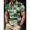 Mens Oversized Retro American Style Polo Shirt With 3D Digital Print Pique Cotton Breathable Comfortable Casual Wear