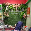 Eucalyptus Artificial Plant Wall Decoration - Greenery Background with Faux Flowers and Lawn Grass Turf
