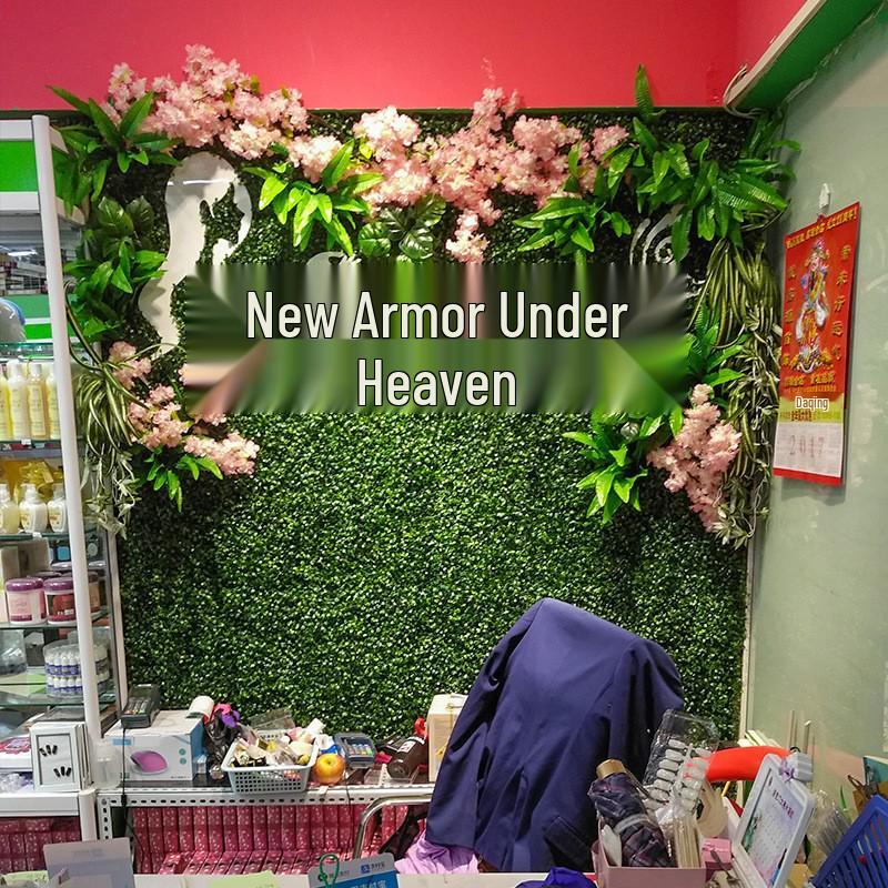 Eucalyptus Artificial Plant Wall Decoration - Greenery Background with Faux Flowers and Lawn Grass Turf