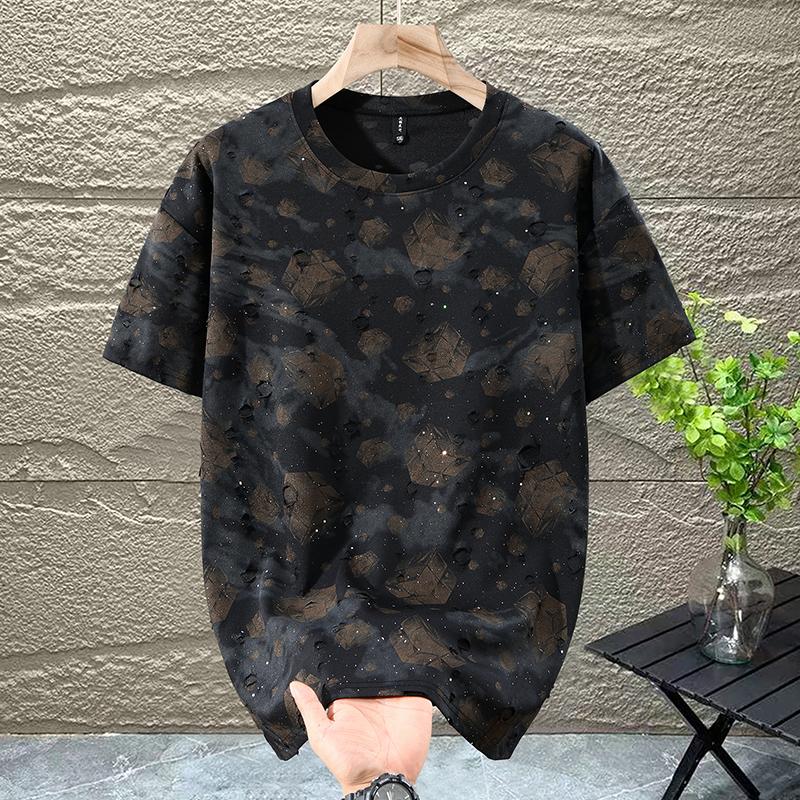 Plus Size 5XL-12XL Fashion Oversized T-shirt Men Tops Casual Vintage Short Sleeve Tee Summer Clothing