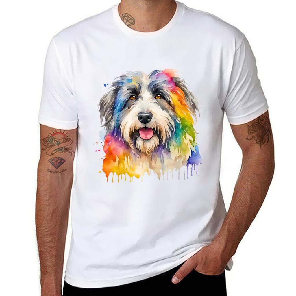 Polish Lowland Sheepdog Watercolor Portrait Tshirt Antiperspiration Workout Top Tshirt
