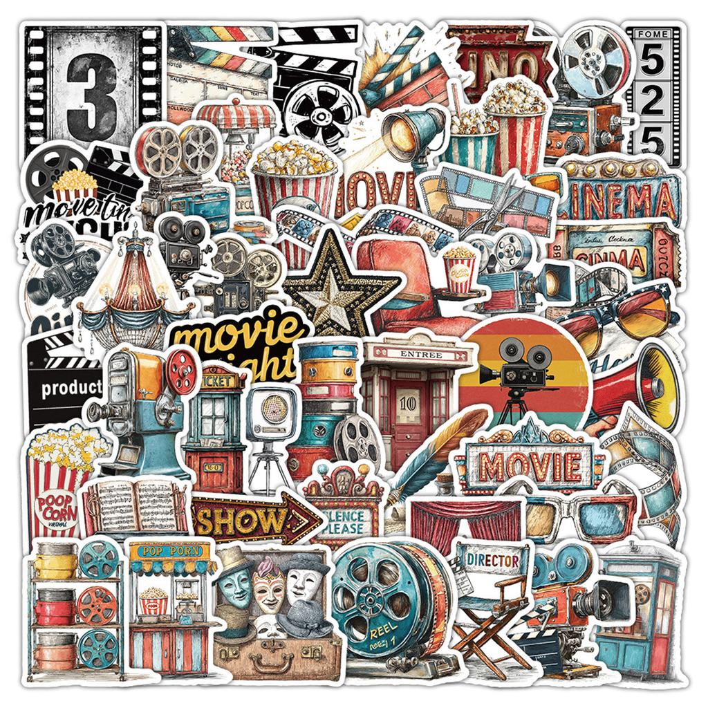 50pc Retro Movie Decor Stickers For Insulated Water Bottles, Computers, And Mobile Phones And Personalized Creative Stickers