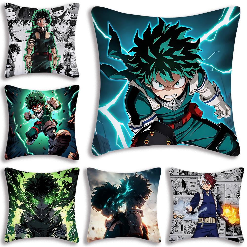 Anime My h-Hero Academias Pillow Covers Cartoon Sofa Decorative Home Double-sided Printing Short Plush Cute Cushion Cover