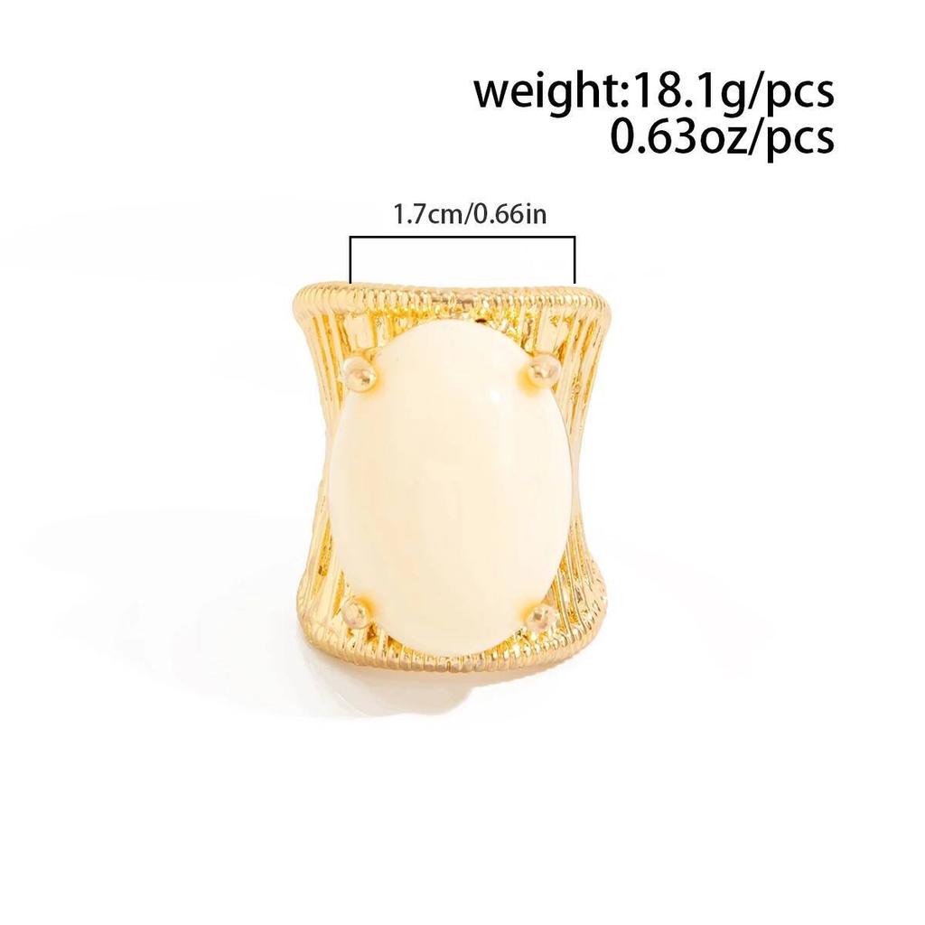 SHIXIN 5 Colors Luxury Elliptical Acrylic Chunky Open Rings for Women Vintage Geometric Golden Adjustable Wide Knuckle Ring Gift