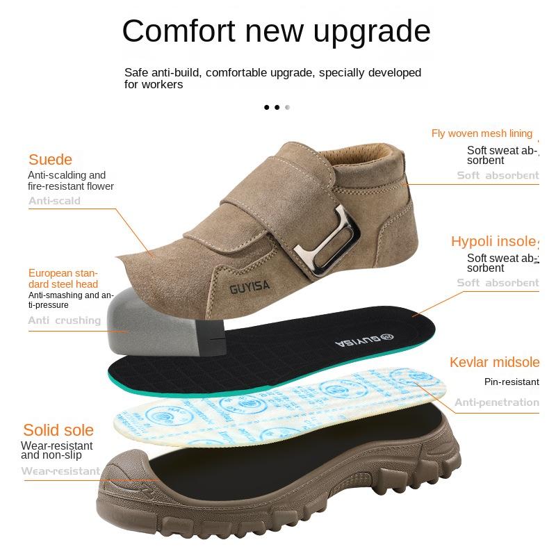 Labor Insurance Shoes Anti-smashing and Anti-piercing Anti-velvet Anti-scalding Welder Shoes Wear-resistant and Non-slip Steel Head Shoes