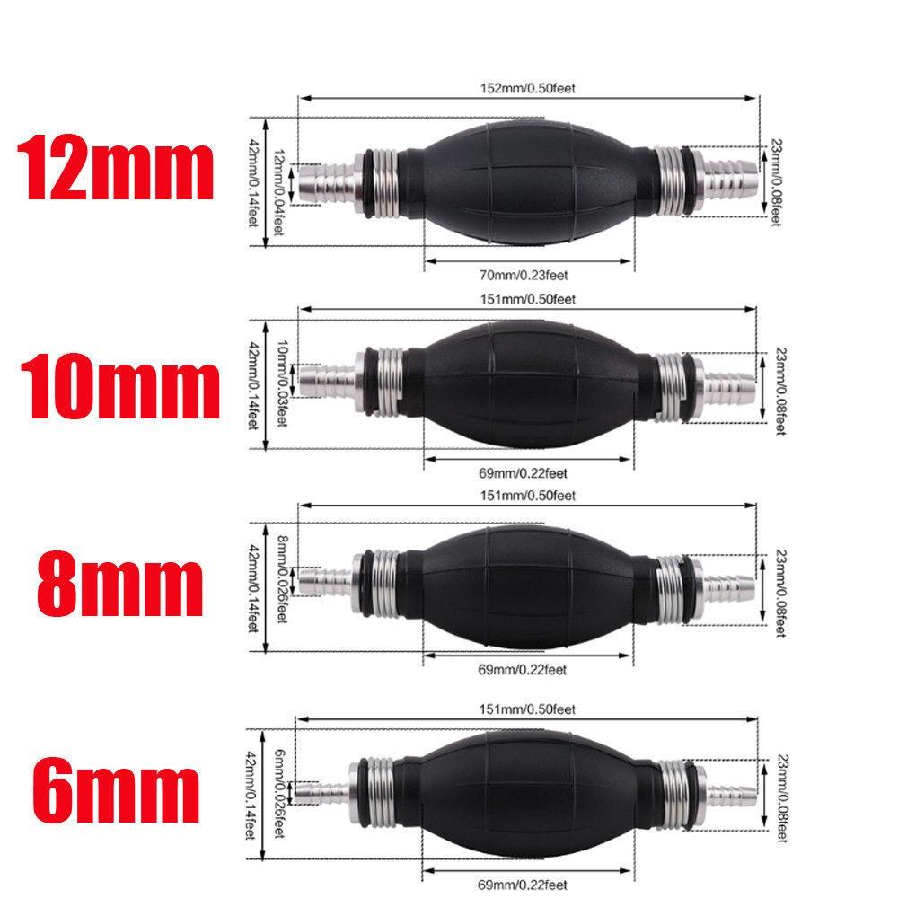 Universal Fuel Pump Rubber Manual Liquid Oil Transfer Pump Petrol Diesel Hand Primer Bulb for Car Marine Outboard 6/8/10/12mm