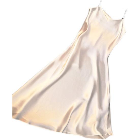 

Жіноча нічна сорочка однотонна атласна з V-подібним вирізом на тонких бретелях без спинки для сну без рукавів великого розміру нічна сукня жіночий одяг 2XL білий