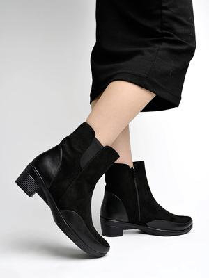 Shoetopia Womens  Chunky Heel Short Booties with Non-Slip Sole, Comfortable Trendy Ankle Boots | Soft Cushioned Sole | Casual, Party & Winter Wear