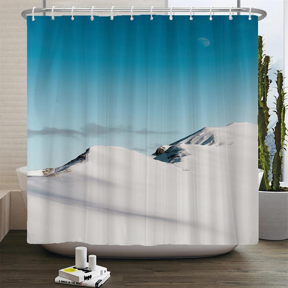 Natural Desert Scenery Shower Curtain 3D Printed Landscape Bathroom Curtain Fabric Bath Curtains Home Decor Waterproof With Hook
