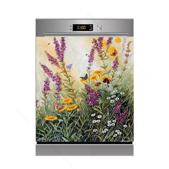 

3D бамбуковая текущая вода, свеча, камень, посудомоечная машина, холодильник, морозильная наклейка, детская художественная крышка двери холодильника, обои, кухонный декор 60X66cm 23X26inch