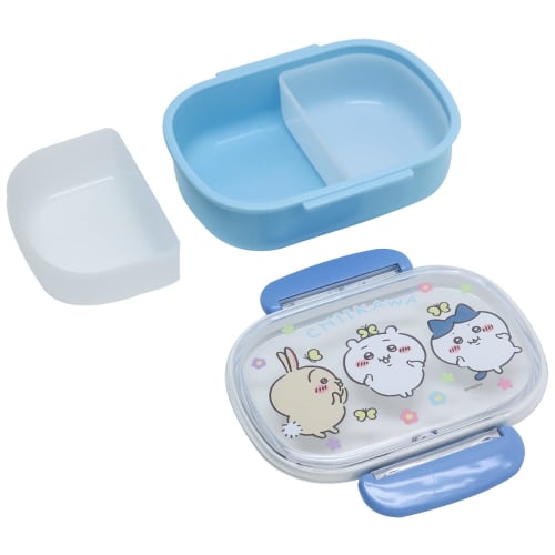OSK Chiikawa Lunch Box (with inner lid), 360ml, with two 145ml inner lids, Made in Japan, Antibacterial PCR-7 Blue