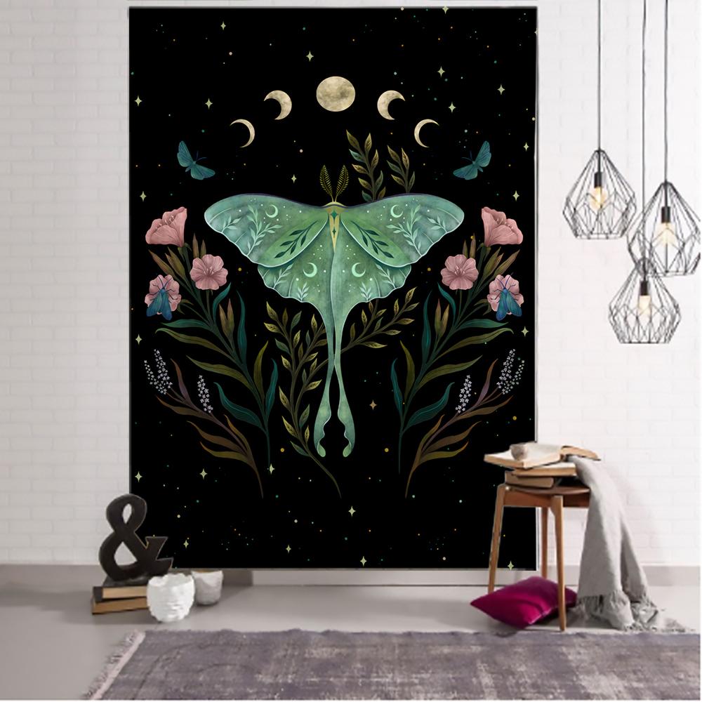 Teenage independent room decoration lace tapestry mushroom tapestry psychedelic sun, moon and stars tapestry