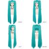 Perucă Sintetică Verde Cosplay Perucă Verde Teal Perucă cu Coadă Dublă Perucă Lungă Verde cu Breton Perucă Dreaptă Perucă Kawaii Perucă Miku