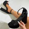 Mode Eilyken 2025 Zomer Effen Plateau Vierkante Hoge Hakken Dames Sandalen Mode Gesp Riem Open Teen Feestjurk Schoenen