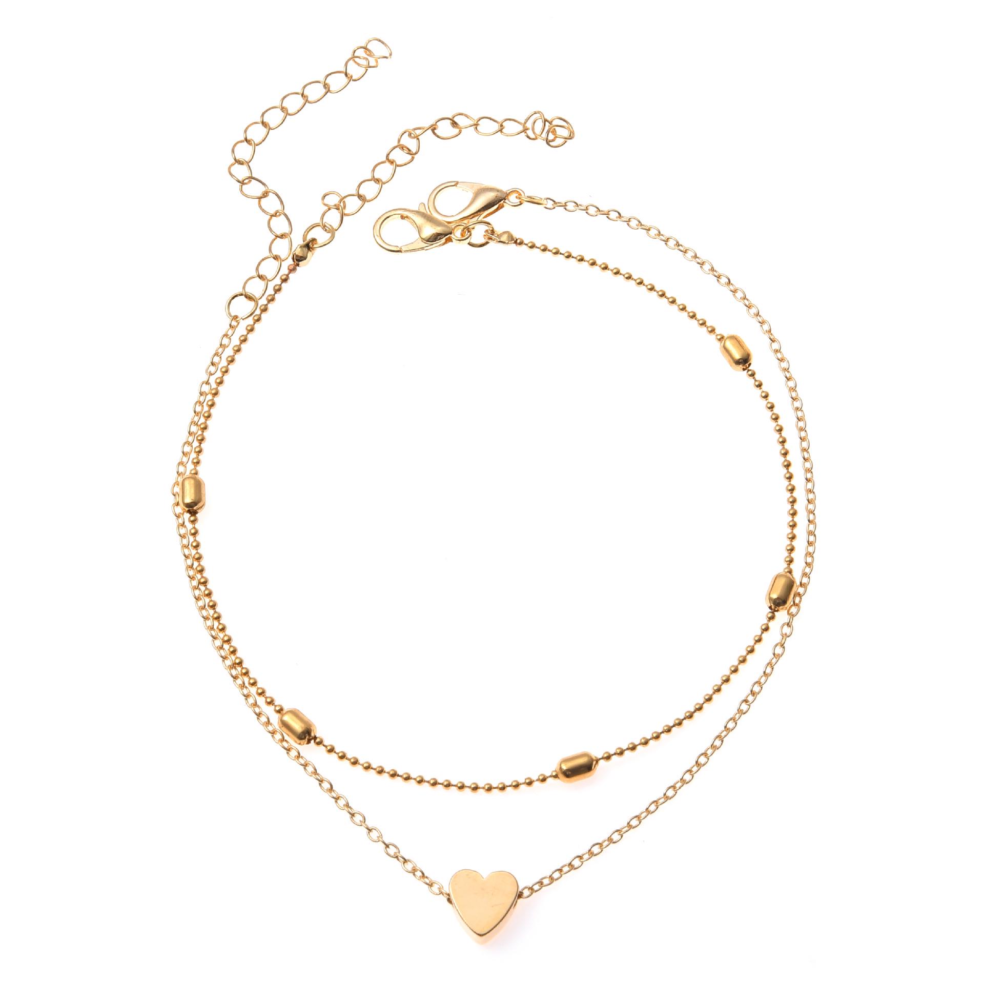 

Summer Beach Anklet Heart Shaped Beads Peach Charm Women Fashion Jewelry Trendy Accessories