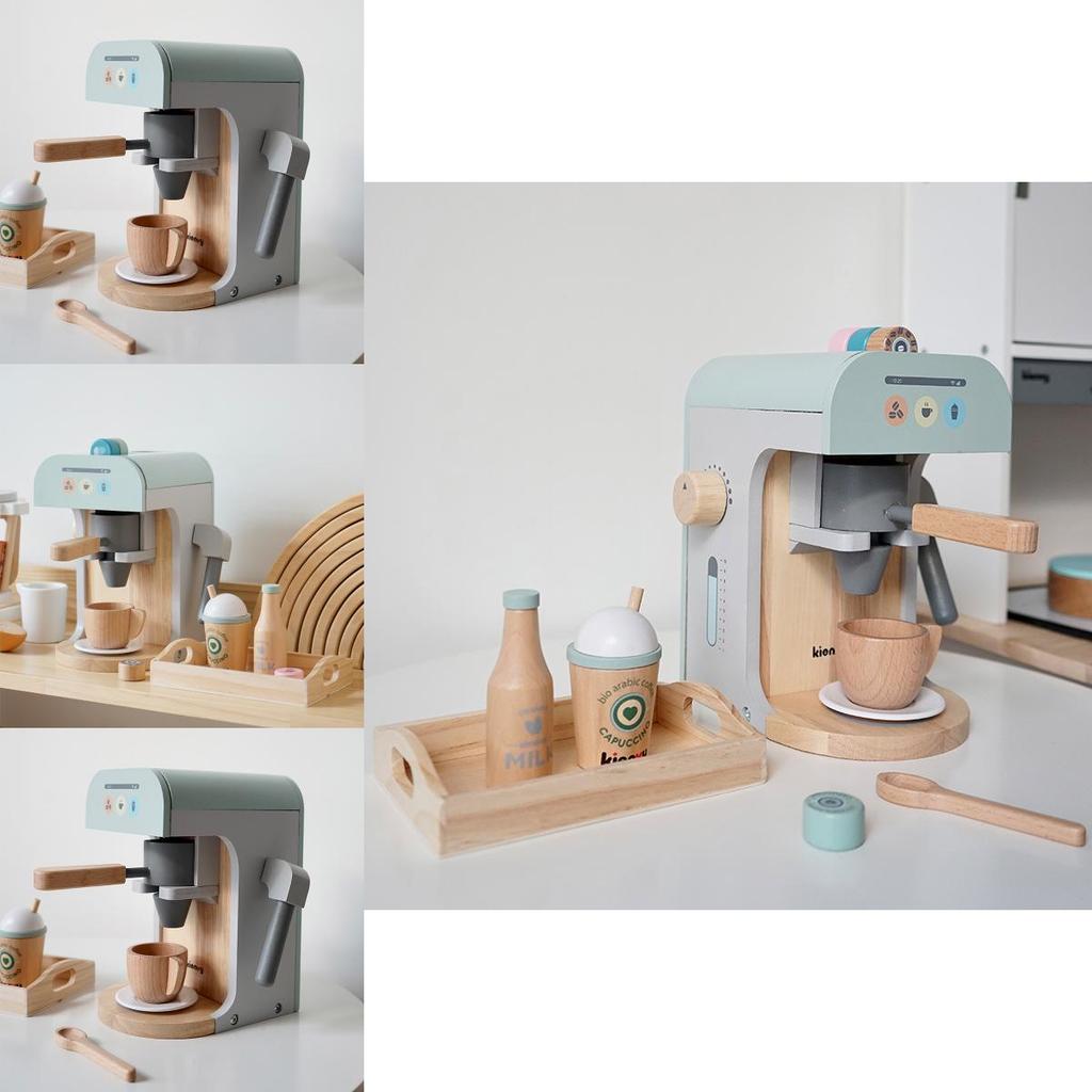 Wooden Kids Pretend Coffee Machine Toy For Children Age 2 To 5 With Realistic Design And Visual Skills Development