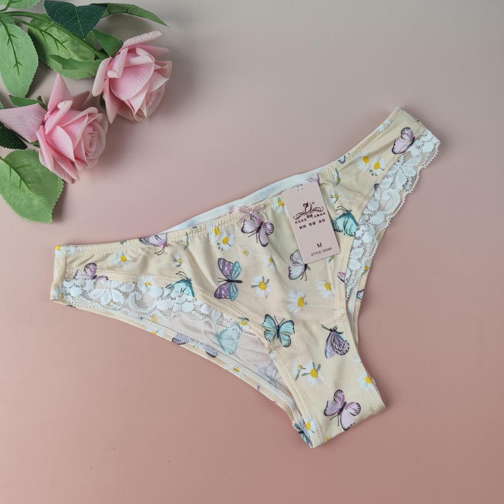Diaochan Women's Silky Triangle Panties - Floral Lace, No Panty Lines