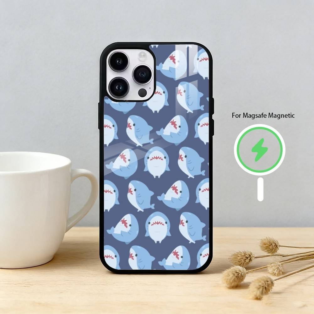 S-Shark F-Face Phone Case For iPhone 17/16/15/14/13/12/Plus/Pro/Max for Magnetic Wireless Charging