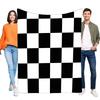 Black White Checkerboard Blanket Soft Fleece Throw for Sofa Bed Living Room Dorm Decor Lightweight Cozy Racing Flag Design Gift