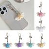 Fuzzy Flocking Star Keychain with Angel Wing Pendant Soft Stylish Fashionable Accessory For Phone Keys Bag Gift