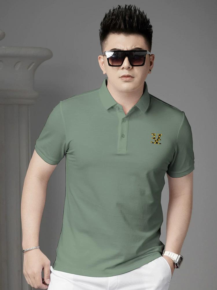 European Station 2025 Summer New Style Men's Trendy Printed Short Sleeve Polo Shirt Slim Fit Half Sleeve T-Shirt