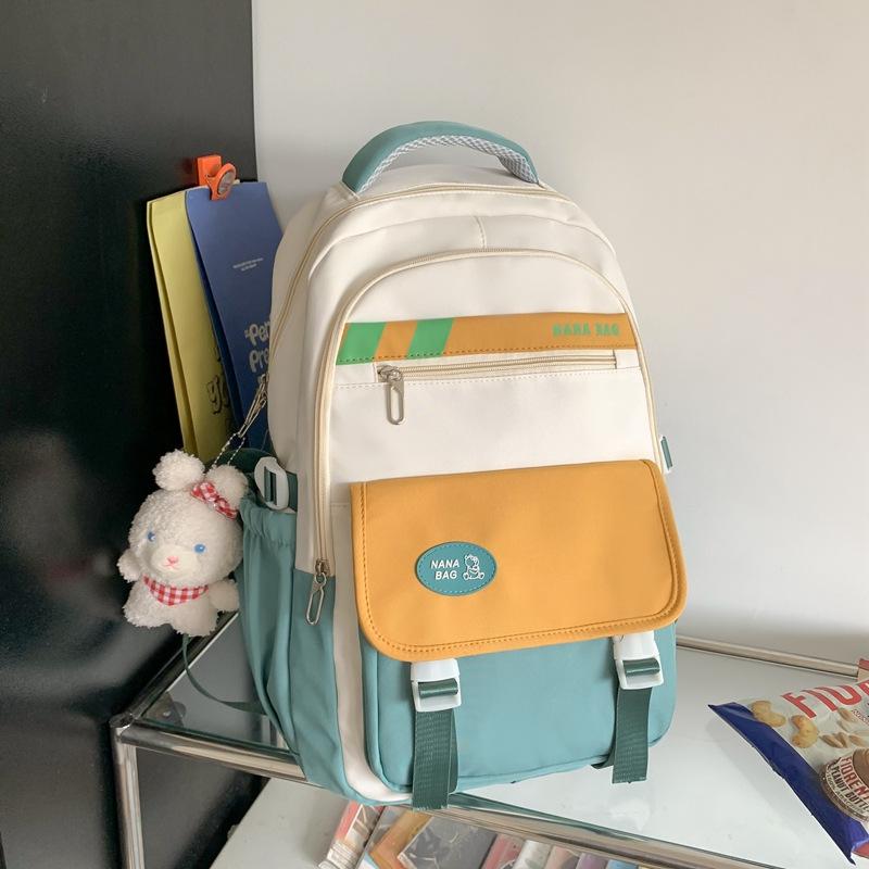 Schoolbag Junior High School Girl Japanese Ins College High School Joker Contrast Minority Design College Student Backpack Backpack