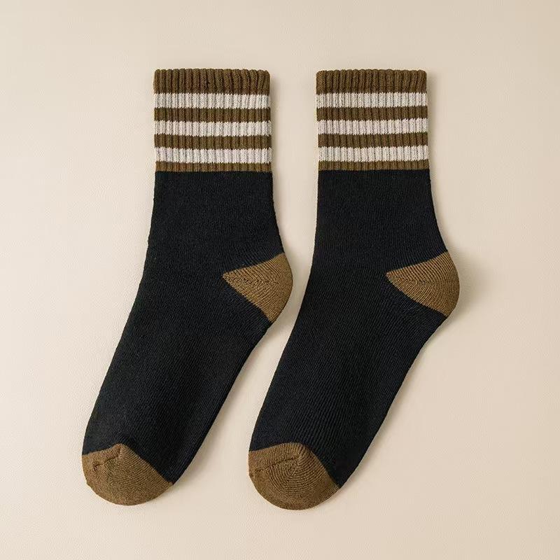 Fleece, Thickened, Looped, Striped, Striped, Women's Mid-calf Socks, Winter Women's Moon Long Socks, Winter Trend