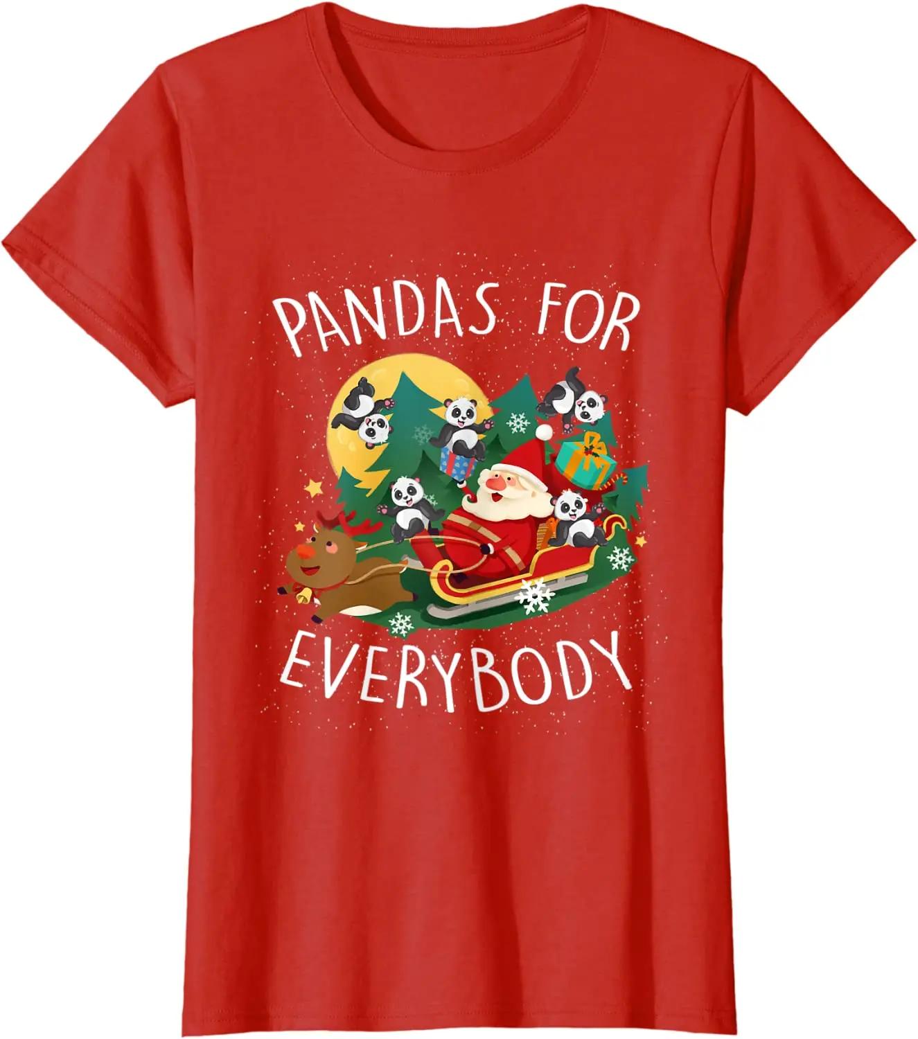 Pandas for Everybody Christmas Panda Lover gift TShirt 100 Cotton ONeck Summer Short Sleeve Casual Mens Tshirt Size S3XL S