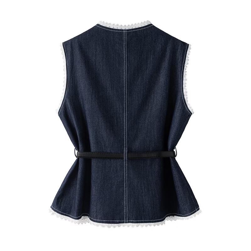 Women's Denim Lace Two-Piece Set